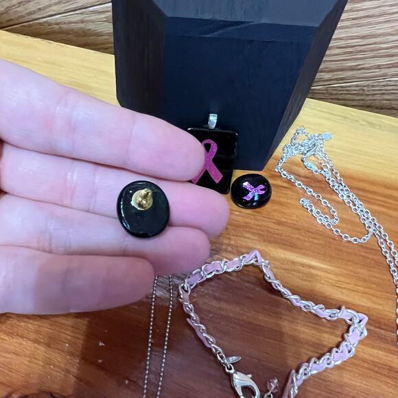 Vintage Lot Hope Pink Ribbon Cancer Awareness Support Fashion Jewelry 16 Pieces - Picture 8 of 13